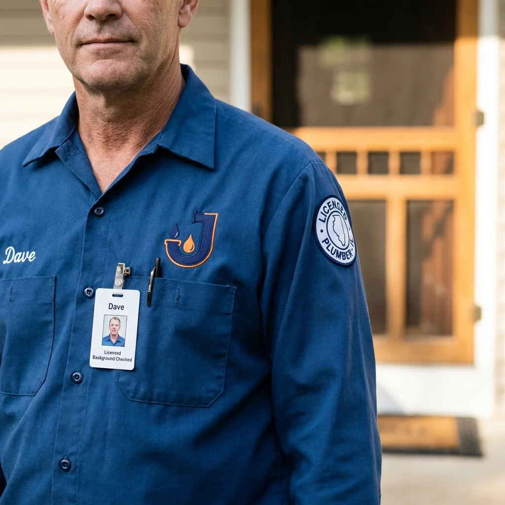 Licensed plumber showing ID badge in Selinsgrove, PA